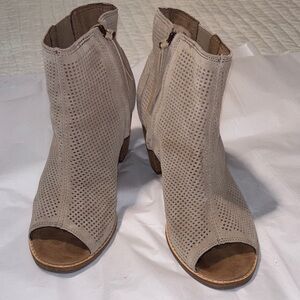 Toms Taupe Peep-Toe Ankle Booties
